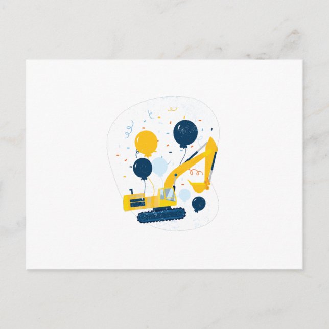 Födelsedagsgrävmaskin Vykort (Framsida)