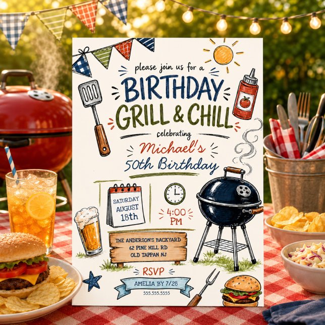 Födelsedagsgrill & Chill BBQ-inbjudan Inbjudningar (Skapare uppladdad)