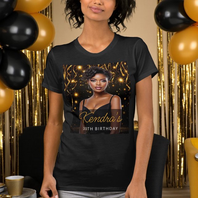 Födelsedagsguld och svart foto Instagram  T Shirt (Skapare uppladdad)