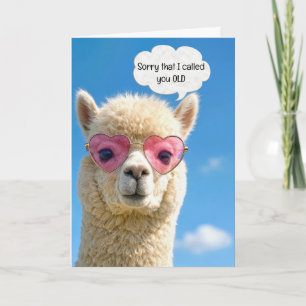 Födelsedagshumor Lama i rosa hjärtformade glasögon Kort