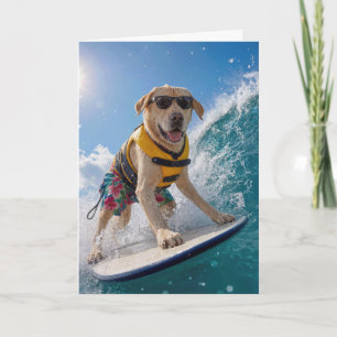 Födelsedagshumor Surfande Labrador Retriever Kort