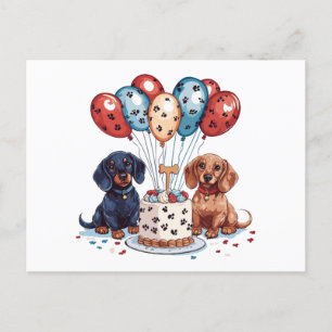 Födelsedagshundar av rasen Dachshund Vykort
