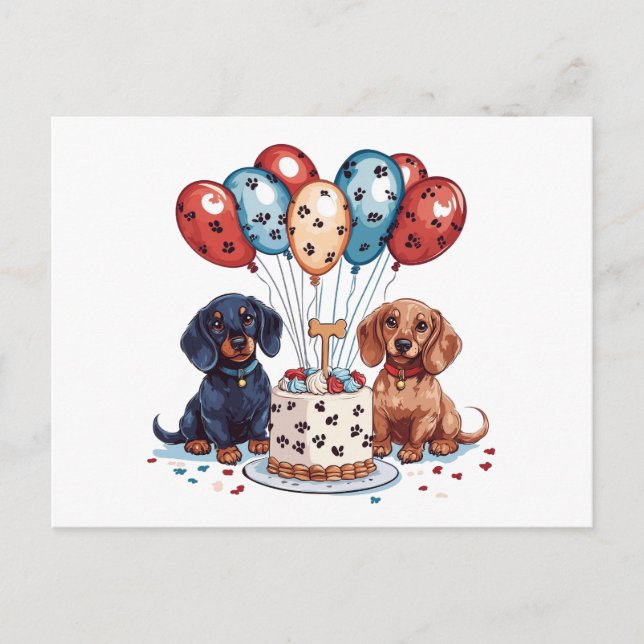 Födelsedagshundar av rasen Dachshund Vykort (Framsida)