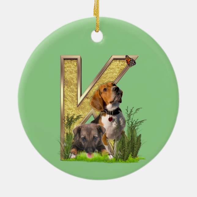 Födelsedagshuvudstad - brev-E Art Tote Bag Julgransprydnad Keramik (Baksidan)