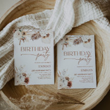 Födelsedagsinbjudan Boho Pampas