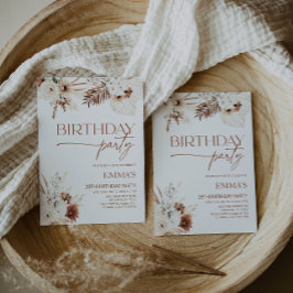 Födelsedagsinbjudan Boho Pampas Inbjudningar