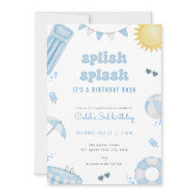 Födelsedagsinbjudan Boy Blue Summer Bassäng Party