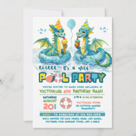 Födelsedagsinbjudan Dragon Ice Cream Bassäng Party Inbjudningar