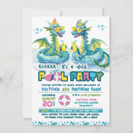 Födelsedagsinbjudan Dragon Roligt Bassäng Party Inbjudningar