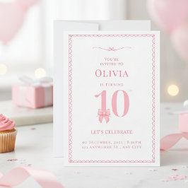 Födelsedagsinbjudan för 10-årig flicka med rosa ro inbjudningar