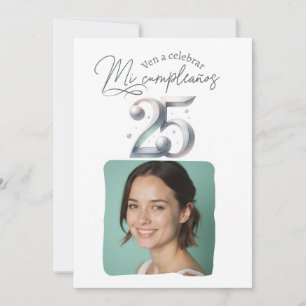 Födelsedagsinbjudan för 25-årsdag med foto inbjudningar