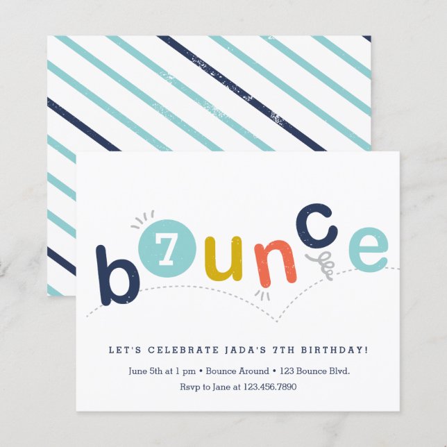 Födelsedagsinbjudan för Budget Bounce (Fram/baksida)