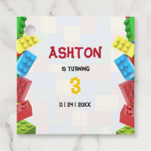 Födelsedagsinbjudan för byggklossar, pojkfödelseda