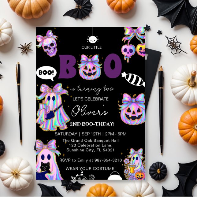 Födelsedagsinbjudan för flicka med pastell Hallowe Inbjudningar (Skapare uppladdad)