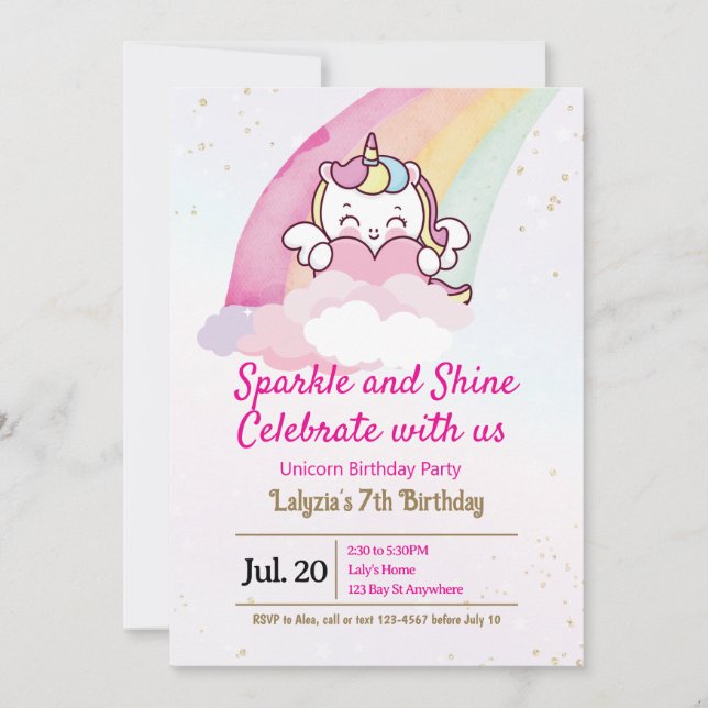 Födelsedagsinbjudan för flickor inbjudningar (Framsida)