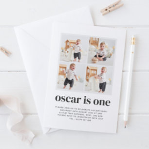 Födelsedagsinbjudan för pojke 1 år med fotokollage inbjudningar