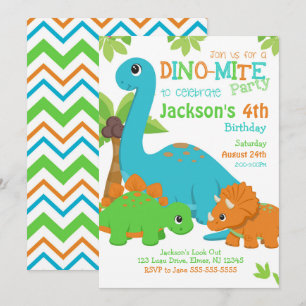 Födelsedagsinbjudan för pojke dinosaurie / Dino-fe Inbjudningar