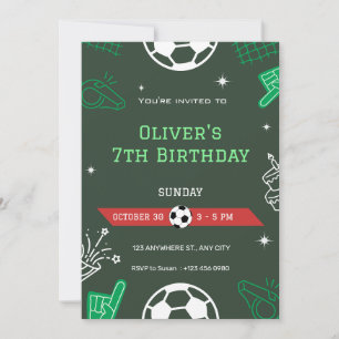 Födelsedagsinbjudan för pojke fotboll 7-årsdag inbjudningar