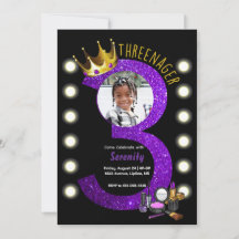 Födelsedagsinbjudan för prinsessa med sminktema