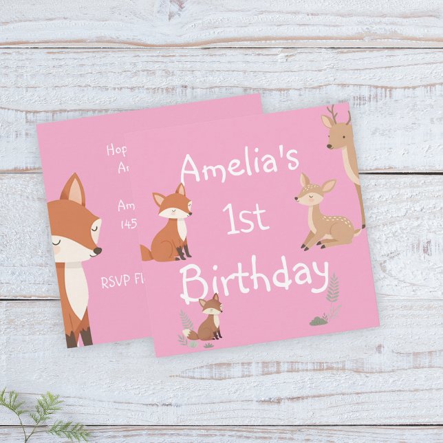 Födelsedagsinbjudan för söta skogsvänner (Skapare uppladdad)