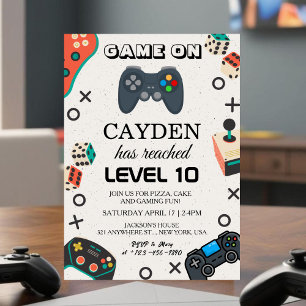 Födelsedagsinbjudan för videospel - Level up Gamer Inbjudningar