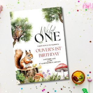 Födelsedagsinbjudan för Woodland Wild One 1-årsdag Inbjudningar