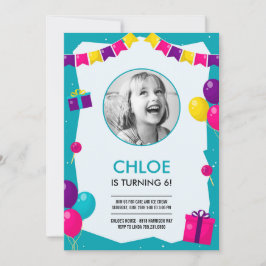 Födelsedagsinbjudan Foto Party Time Inbjudningar