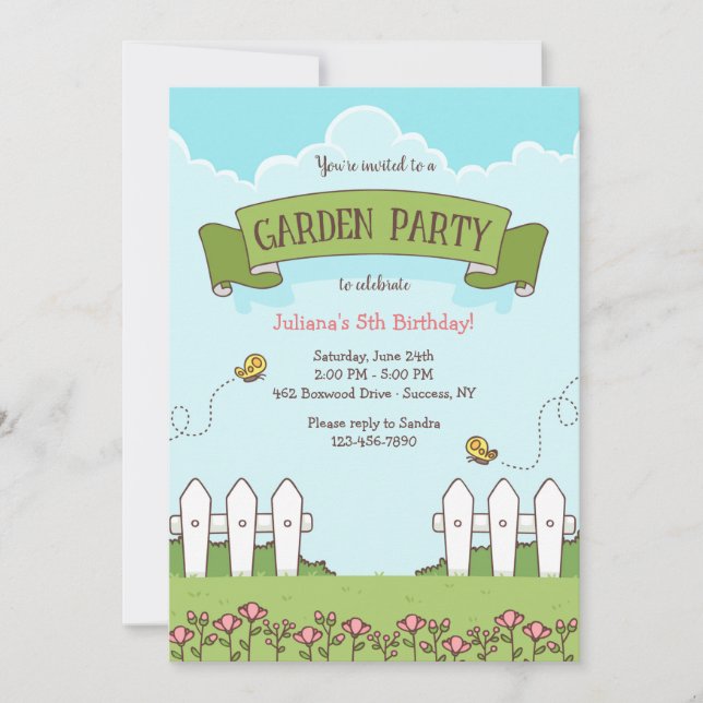 Födelsedagsinbjudan Garden Party Inbjudningar (Framsida)