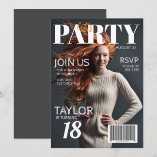 Födelsedagsinbjudan i foto-magasinsstil 18 år inbjudningar