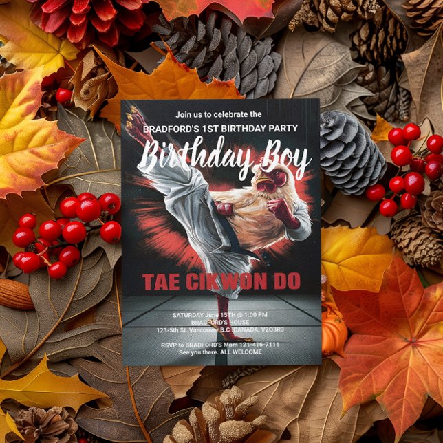 Födelsedagsinbjudan Kyckling Sparkande Stansar Sla Vykort (Skapare uppladdad)