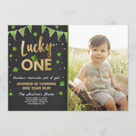 Födelsedagsinbjudan Lucky en första födelsedag Gul Inbjudningar