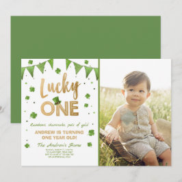 Födelsedagsinbjudan Lucky One Första födelsedag Gu Inbjudningar