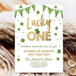Födelsedagsinbjudan Lucky One Första födelsedag Gu Inbjudningar