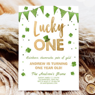 Födelsedagsinbjudan Lucky One Första födelsedag Gu Inbjudningar