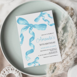 Födelsedagsinbjudan med blå coquette-sluss inbjudningar