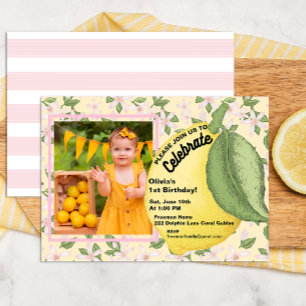 Födelsedagsinbjudan med citronmotiv och foto inbjudningar