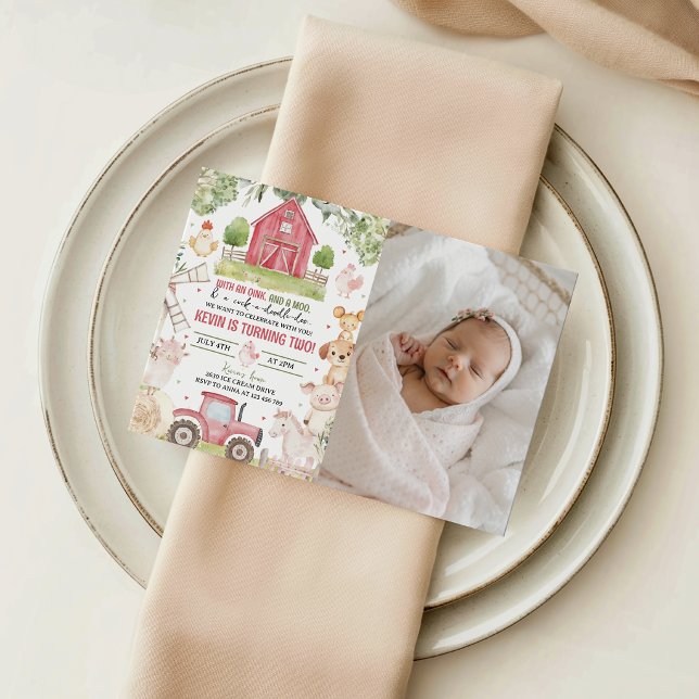 Födelsedagsinbjudan med foto av lantbrukets djur inbjudningar (Skapare uppladdad)