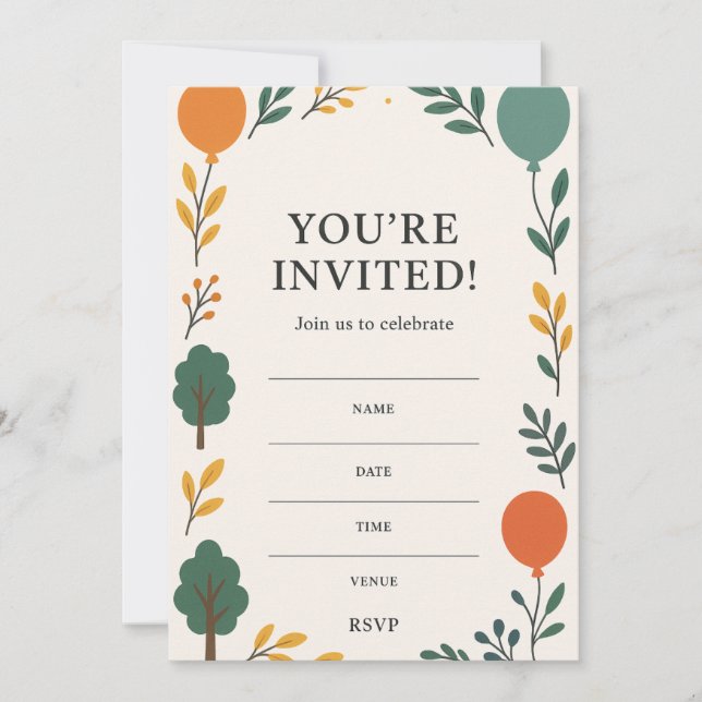 Födelsedagsinbjudan med fotobakgrund | Bubblor Inbjudningar (Framsida)