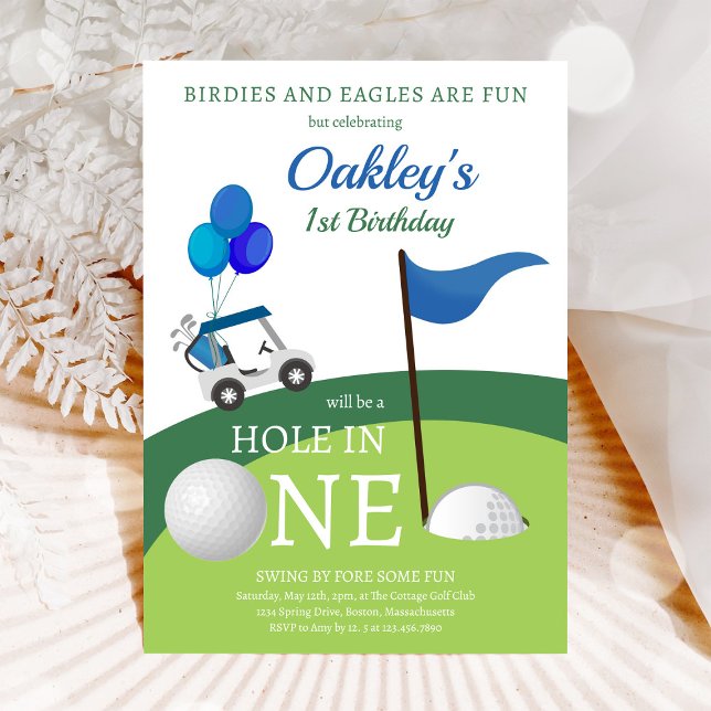 Födelsedagsinbjudan med golf tema för ettårsdag inbjudningar (Skapare uppladdad)
