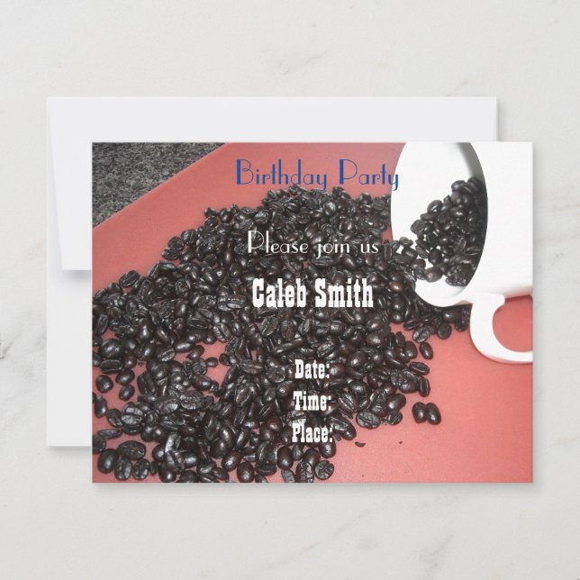 Födelsedagsinbjudan med kaffetema inbjudningar (Framsida)