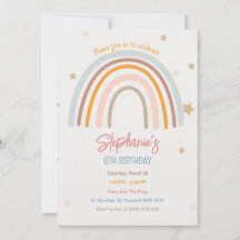 Födelsedagsinbjudan med regnbågsstjärnor