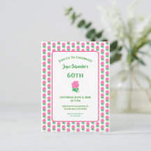 Födelsedagsinbjudan med rosa ros