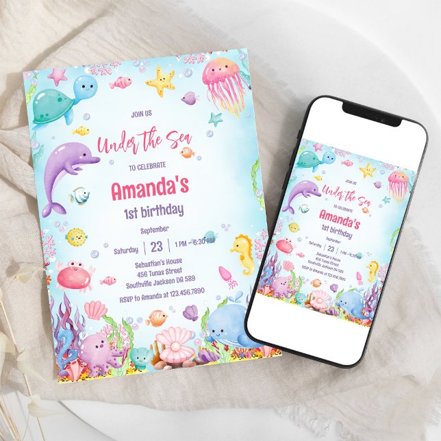 Födelsedagsinbjudan med tema Under havet Inbjudningar (Skapare uppladdad)