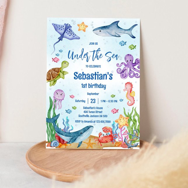 Födelsedagsinbjudan med tema Under havet Inbjudningar (Skapare uppladdad)