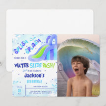 Födelsedagsinbjudan med vattenrutschbane-bild