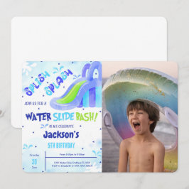 Födelsedagsinbjudan med vattenrutschbane-bild inbjudningar