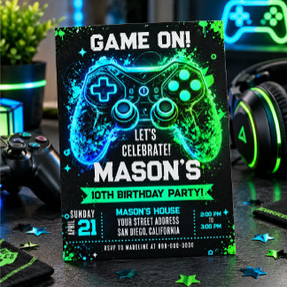 Födelsedagsinbjudan med videospelstema inbjudningar