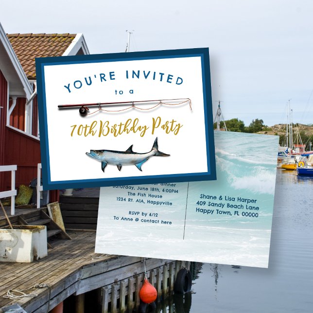 Födelsedagsinbjudan postkort för vuxen fiske vykort (Skapare uppladdad)