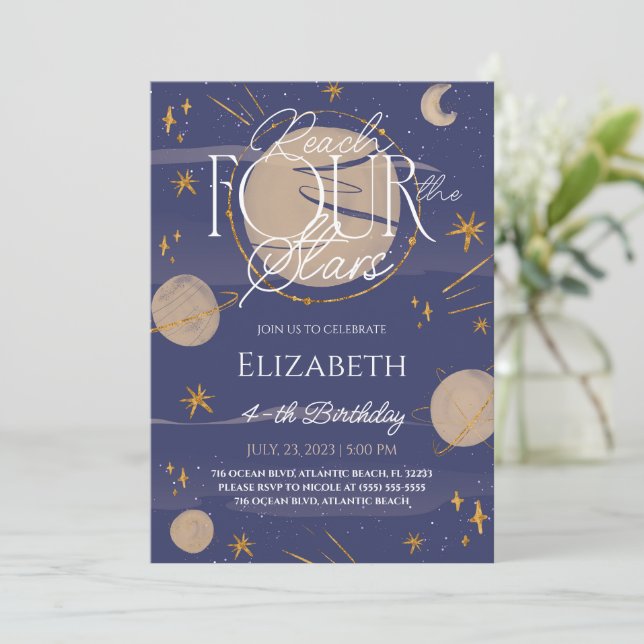 Födelsedagsinbjudan Reach Four The Stars Inbjudningar (Stående Fram)
