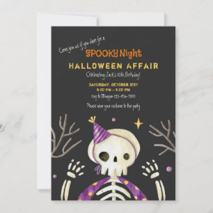 Födelsedagsinbjudan Skeleton Halloween fest Inbjudningar